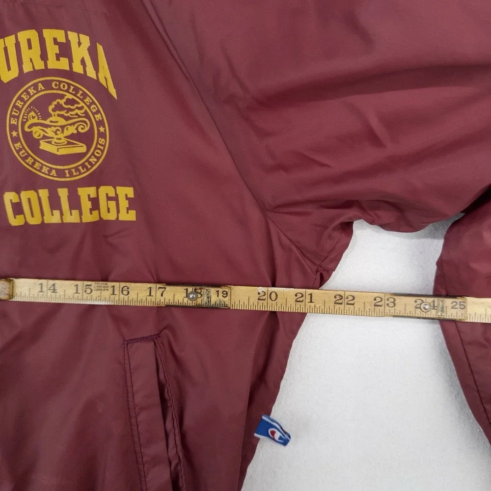 70's Vtg Champion Eureka College Nylon Varsity Jacket Medium Snap Front Made USA